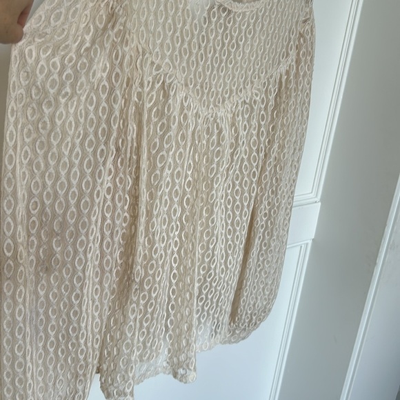 Zara Embroidered Sheer Tulle Lace Cream Top Blouse Oversized Womens Small - Picture 7 of 14